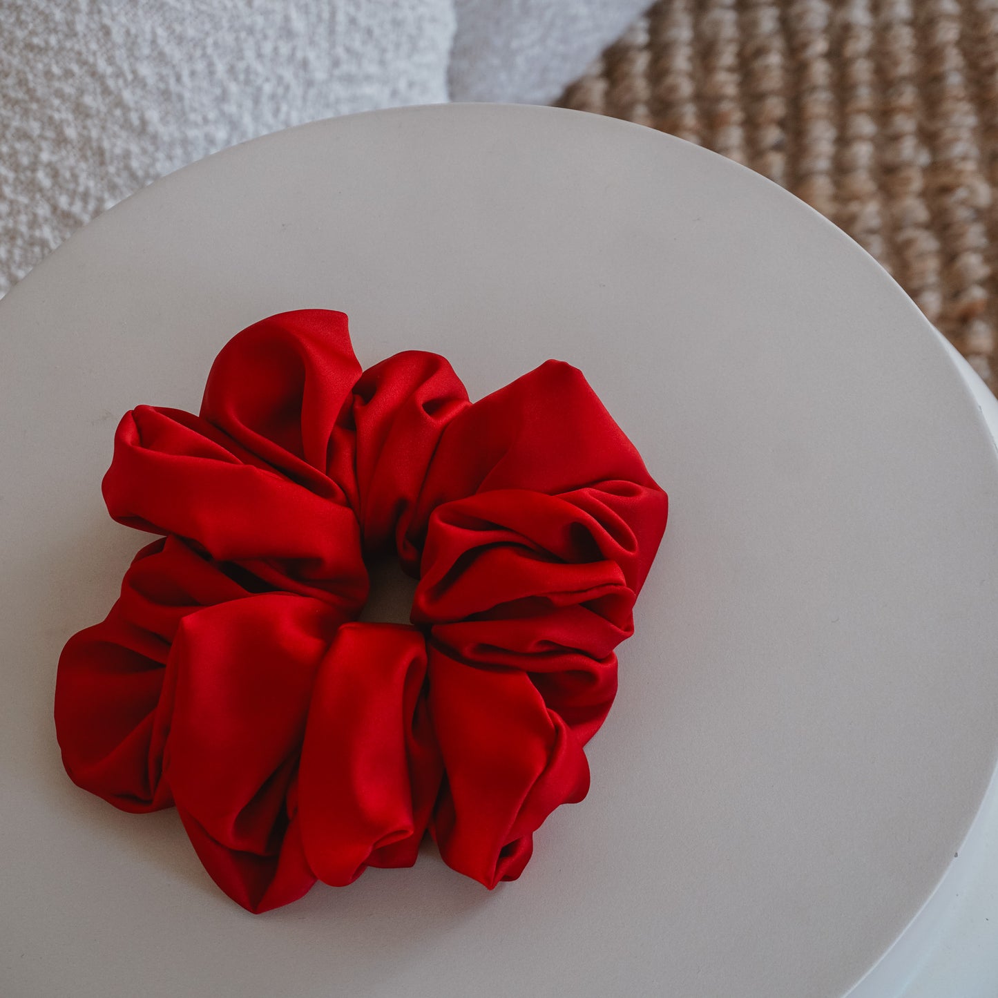 Red Matte Satin Scrunchie