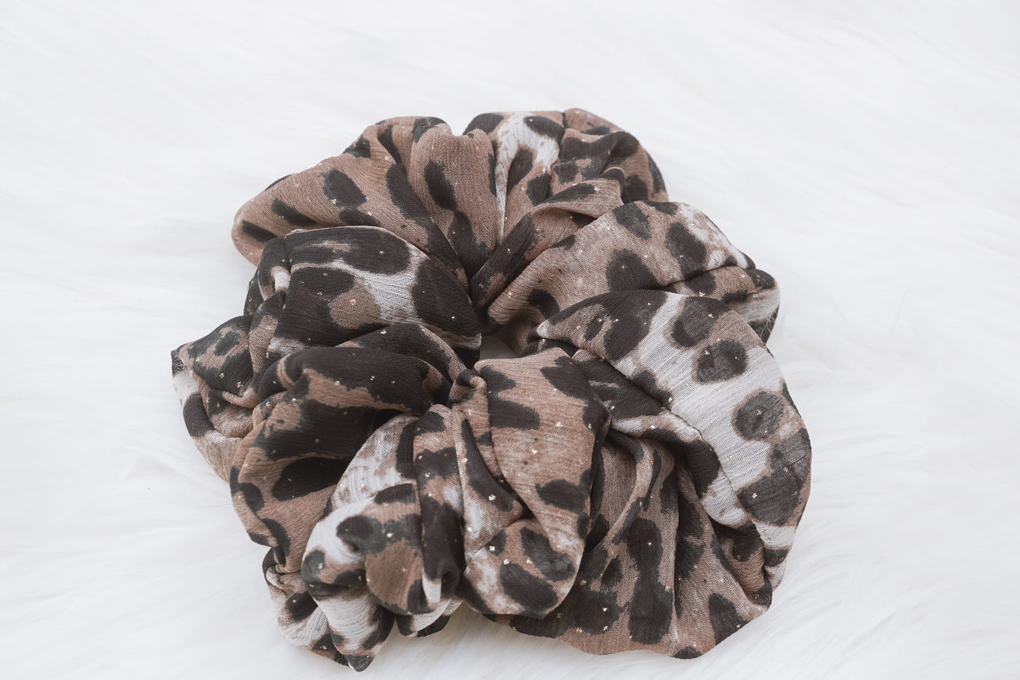 Leopard & Gold Polka Dot Scrunchie