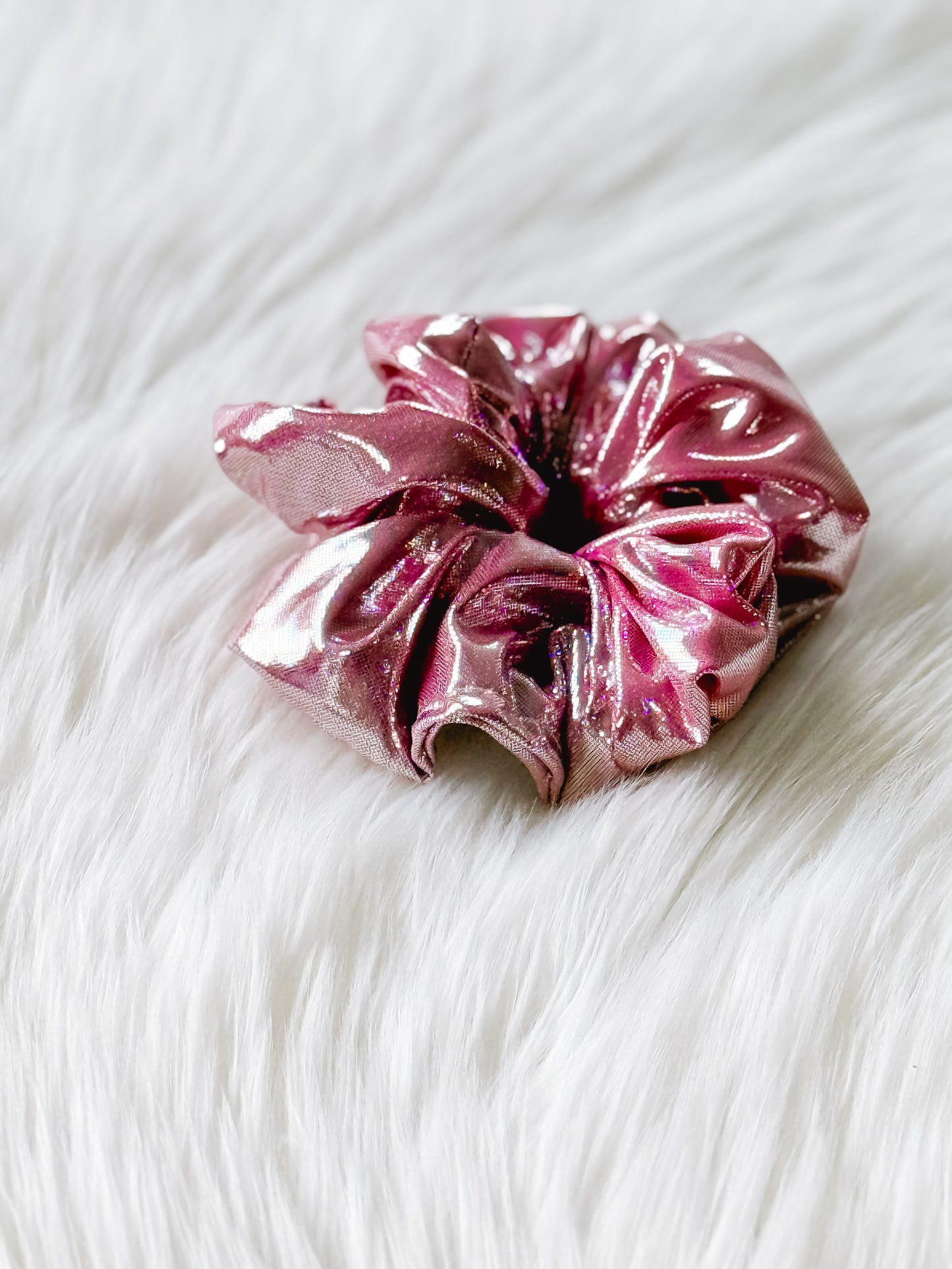 Pink Shiny Metallic Scrunchie