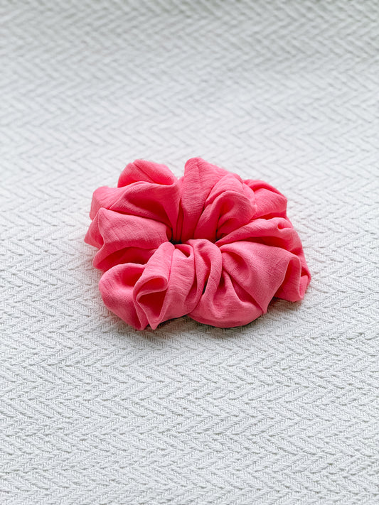 Pink Linen Scrunchie