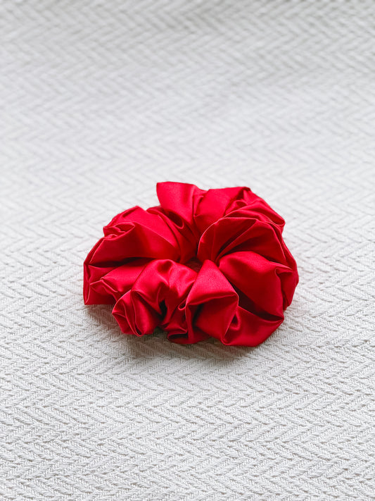 Shiny Red Satin Scrunchie